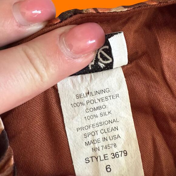 00's vintage earthy silk chiffon y2k halter asymmetrical dress Size 6 caché - Picture 14 of 15